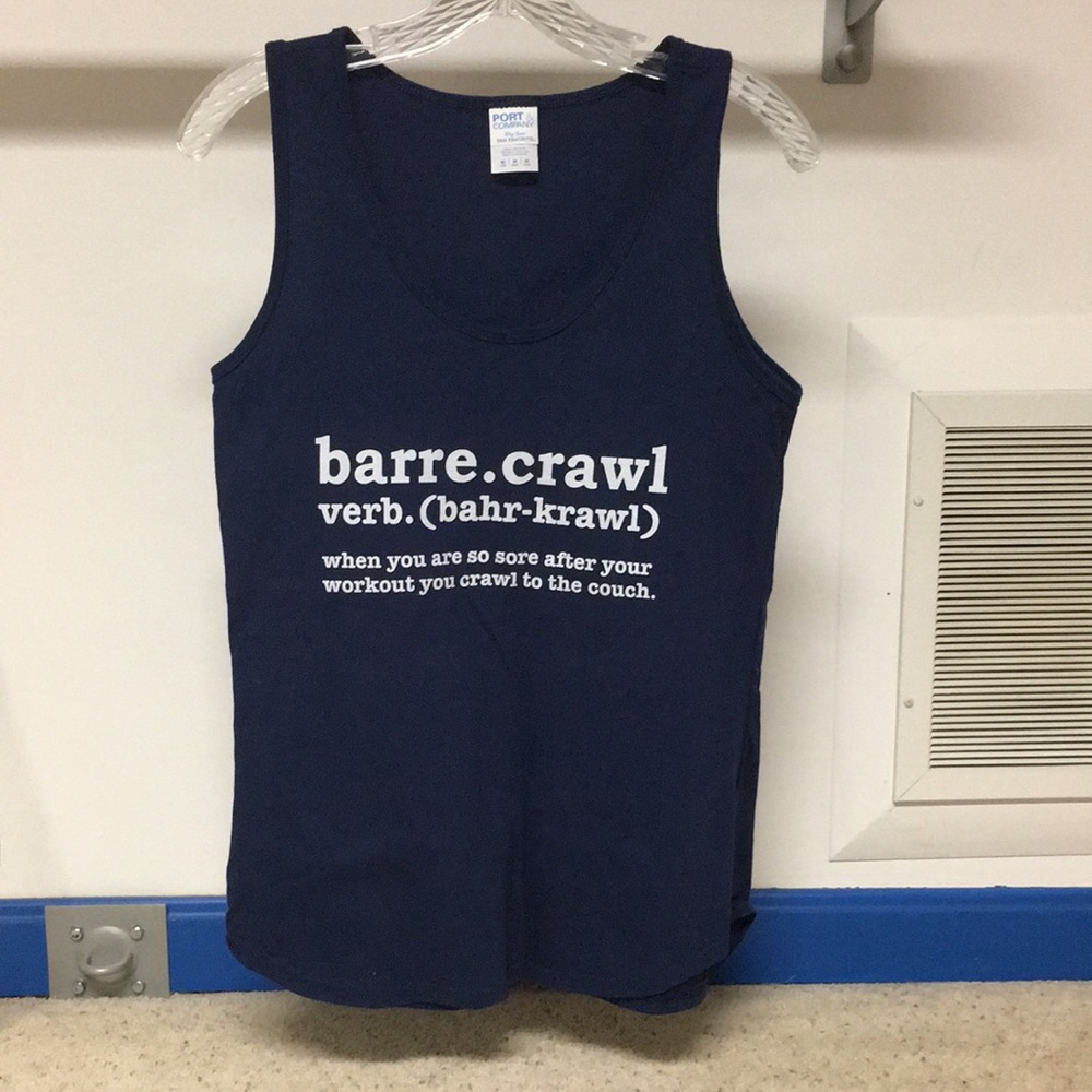 NWOT deep navy, 100% cotton “barre.crawl” tank - size M